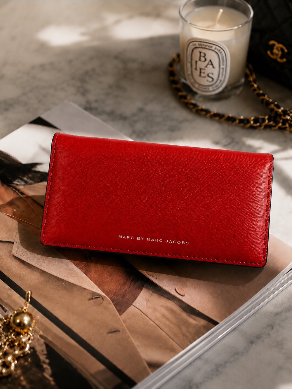 Marc by Marc Jacobs M0004548 Saffiano Leather Colorblock Continental Wallet Red